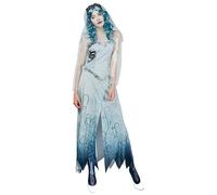 DEGUISE TOI - Déguisement mariée funèbre femme - Robe - Coiffe - XL - Bleu - Déguisements adultes - 100% polyester - Laver à la main - Halloween