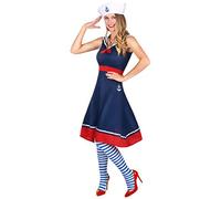 DEGUISE TOI - Déguisement marin rétro femme - Robe - Chapeau - S - Bleu - Déguisements adultes - 100% Polyester - Lavage à la main - Carnaval