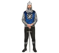 DEGUISE TOI - Déguisement Médiéval homme - Tee-shirt - Pantalon - 2 sur-bottes - Cagoule - Couronne - XL - Bleu - Déguisements adultes - 100% Polyester - Lavage à la main - Carnaval