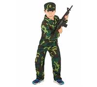DEGUISE TOI - Déguisement militaire camouflage garçon - Haut - Pantalon - Casquette - M 7-9 ans (120-130 cm) - Vert - Déguisements enfants - 100% Polyester - Lavage à la main - Carnaval