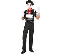 DEGUISE TOI - Déguisement mime Homme - T-shirt - Pantalon à bretelles - Foulard - Paire de gants - Chapeau - XL - Noir - Déguisements adultes - 100% Polyester - Lavage à la main - Carnaval