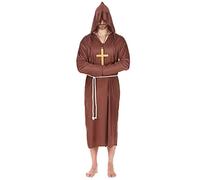 DEGUISE TOI - Déguisement moine marron clair grande taille homme - Tunique - Ceinture - XXL - Marron - Déguisements adultes - 100% Polyester - Lavage à la main - Carnaval