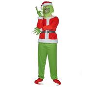 DEGUISE TOI - Déguisement monstre vert grincheux adulte - 1 Haut - 1 pantalon - 1 masque - 1 ceinture - 1 gants - 1 chapeau - XL/2XL - Vert - Déguisements adultes - 100% polyester - Laver à la