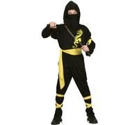 DEGUISE TOI - Déguisement ninja ceinture jaune garçon - Haut avec capuche - Pantalon - Ceinture - Cache nez - M 7-9 ans (120-130 cm) - Noir - Déguisements enfants - 100% Polyester - Lavage à sec