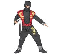DEGUISE TOI - Déguisement ninja dragon jaune garçon - Combinaison - Cagoule - Plastron - M 7-9 ans (120-130 cm) - Rouge - Déguisements enfants - 100% Polyester - Lavage à la main - Carnaval