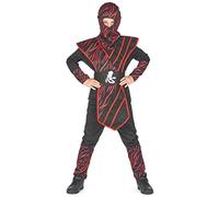 DEGUISE TOI - Déguisement ninja fauve rouge garçon - Haut - Pantalon - Plastron - Ceinture - Cagoule - S 4-6 ans (110-120 cm) - Noir - Déguisements enfants - 100% Polyester - Lavage à la main -