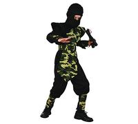 DEGUISE TOI - Déguisement ninja militaire plastron garçon - Haut - Pantalon - Plastron - Ceinture - Cagoule - 2 Manchettes - 2 Jambières - L 10-12 ans (130-140 cm) - Noir - Déguisements enfants
