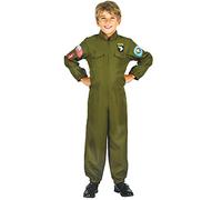 DEGUISE TOI - Déguisement pilote de chasse garçon - Combinaison - L 10-12 ans (130-140 cm) - Vert - Déguisements enfants - Polyester - Laver à la main - Carnaval