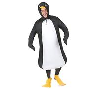 DEGUISE TOI - Déguisement pingouin adulte - Combinaison - 2 Sur-chaussures - Cagoule - Taille Unique (42) - Noir - Déguisements adultes - 100% Polyester - A la main - Carnaval