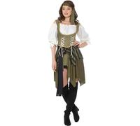 DEGUISE TOI - Déguisement Pirate flibustière vert femme - Blouse - Corset - Jupe - Bandeau - Lien pour la taille - M - Vert - Déguisements adultes - 100% Polyester - Lavage à la main -