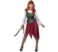 DEGUISE TOI - Déguisement Pirate gipsy femme - Top - Jupe - Ceinture - Bandeau - S - Rouge - Déguisements adultes - 100% Polyester - Lavable à la main - Carnaval