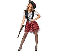 Déguisement Pirate Rayures Rouges Et Noires Femme - Taille: Small Rouge