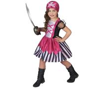 DEGUISE TOI - Déguisement pirate robe rose fille - Robe - Bandana - M 7-9 ans (120-130 cm) - Rose - Déguisements enfants - 100% Polyester - Lavage à la main - Carnaval