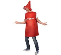 DEGUISE TOI - Déguisement pot de ketchup adulte - Combinaison - Chapeau - Taille Unique - Rouge - Déguisements adultes - 100% Polyester - A la main - Carnaval
