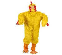 DEGUISE TOI - Déguisement poulet adulte - Combinaison - Masque - Gants - Chaussettes - Pieds - Taille Unique - Jaune - Déguisements adultes - 100% Polyester - A la main - Carnaval