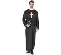 DEGUISE TOI - Déguisement prêtre homme - Tunique - M/L - Noir - Déguisements adultes - 100% polyester - Laver à la main - Carnaval