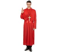 DEGUISE TOI - Déguisement prêtre rouge adulte - Habit - Cape - Ceinture - Croix - Taille Unique (42) - Rouge - Déguisements adultes - 100% Polyester - Lavable à la main - Carnaval