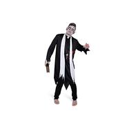 DEGUISE TOI - Déguisement prêtre zombifié homme - Tunique - Croix - Echarpe - M - Noir - Déguisements adultes - 100% Polyester - Lavage à la main - Halloween-carnaval