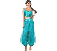 DEGUISE TOI - Déguisement princesse arabe bleu femme - T-shirt - Pantalon - Bandeau - S - Bleu - Déguisements adultes - 100% Polyester - Lavage à la main - Carnaval