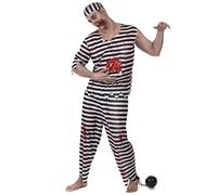 DEGUISE TOI - Déguisement prisonnier zombie effrayant homme - Coiffe - Tee-shirt - Pantalon - L - - Déguisements adultes - 100% Polyester - Laver à la main - Halloween