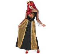 DEGUISE TOI - Déguisement reine du Dia de los muertos femme - Couronne - Robe - L - Noir - Déguisements adultes - 100% polyester - Laver à la main - Halloween