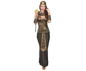 DEGUISE TOI - Déguisement reine du Nil Egypte femme - Robe - Ceinture - Col - Coiffe - 2 bracelets - M - Noir - Déguisements adultes - 100% Polyester - A la main - Carnaval