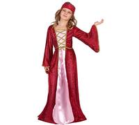 DEGUISE TOI - Déguisement reine médiévale rouge fille - Robe - Coiffe - L 10-12 ans (130-140 cm) - Rouge - Déguisements enfants - 100% Polyester - A la main - Carnaval