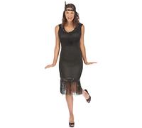 DEGUISE TOI - Déguisement robe Charleston noire femme - Robe - Bandeau - XL - Noir - Déguisements adultes - 100% Polyester - Laver à la main - Carnaval