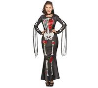 DEGUISE TOI - Déguisement robe squelette femme Dia De los Muertos - Robe - Ras de cou - M - Noir - Déguisements adultes - 100% Polyester - Laver à la main - Halloween