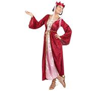 DEGUISE TOI - Déguisement rouge reine médiévale femme - Robe - Coiffe - M - Rouge - Déguisements adultes - 100% Polyester - A la main - Carnaval