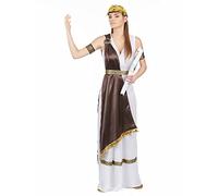 DEGUISE TOI - Déguisement satiné romaine femme - Robe avec drap - Ceinture - 2 brassards - Serre-tête - S - Marron - Déguisements adultes - 100% Polyester - Lavage à la main - Carnaval