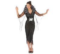DEGUISE TOI - Déguisement sorcière araignée femme Halloween - Robe - Collerette - Ceinture - Taille Unique (40) - Noir - Déguisements adultes - 100% Polyester - A la main - Halloween