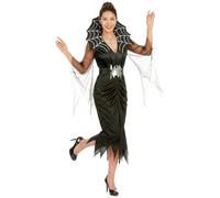 DEGUISE TOI - Déguisement sorcière araignée femme Halloween - Robe - Collerette - Ceinture - Taille Unique (40) - Noir - Déguisements adultes - 100% Polyester - A la main - Halloween