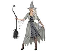 DEGUISE TOI - Déguisement Sorcière grise femme - Robe - Ceinture - Chapeau - L - Argenté/gris - Déguisements adultes - 100% Polyester - Lavable à la main - Halloween