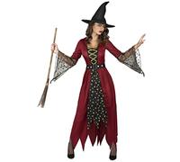 DEGUISE TOI - Déguisement sorcière rouge et or femme - Robe - Ceinture - Chapeau - M - Rouge - Déguisements adultes - 100% Polyester - Laver à la main - Halloween