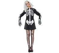 DEGUISE TOI - Déguisement squelette noir et blanc femme Halloween - Robe - Taille Unique (40) - Coloré - Déguisements adultes - - - Halloween