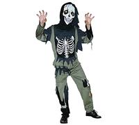 DEGUISE TOI - Déguisement squelette zombie enfant - Tee-shirt - Pantalon - Cagoule - L 10-12 ans (130-140 cm) - Noir - Déguisements enfants - 100% Polyester - Lavage à la main - Halloween