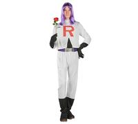 DEGUISE TOI - Déguisement super vilain manga homme - Haut - Pantalon avec sur-bottes - Ceinture - Gants - M - Blanc - Déguisements adultes - 100% polyester - Laver à la main - Carnaval