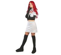 DEGUISE TOI - Déguisement super vilaine manga femme - Haut - Jupe - Gants - Surbottes - S - Blanc - Déguisements adultes - 100% polyester - Laver à la main - Carnaval