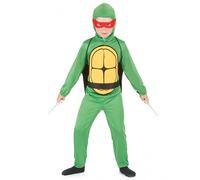DEGUISE TOI - Déguisement tortue combattante garçon - Combinaison - Cagoule - Loup - Carapace - Ceinture - L 10-12 ans (130-140 cm) - Vert - Déguisements enfants - 100% Polyester - Lavage à la