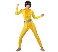 DEGUISE TOI - Déguisement espionne de choc jaune femme - Combinaison - Ceinture - S - Jaune - Déguisements adultes - 100% Polyester - Lavage à la main - Carnaval
