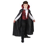 DEGUISE TOI - Déguisement vampire élégant garçon - Haut - Cape - Pantalon - XL 13-14 ans (140-152 cm) - Rouge - Déguisements enfants - 100% Polyester - Lavage à la main - Halloween