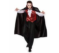 DEGUISE TOI - Déguisement vampire rouge homme Halloween - Chemise - Cape - Pantalon - M - Rouge - Déguisements adultes - 100% Polyester - A la main - Halloween