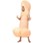 DEGUISE TOI - Déguisement zizi gonflable adulte - Combinaison - Système de gonflage - Taille Unique - Rose - Déguisements adultes - 100% Polyester - A la main -