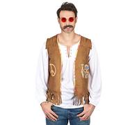 DEGUISE TOI - Gilet hippie homme - Gilet - XL - Marron - Déguisements adultes - 100% polyester - A la main - Carnaval