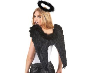DEGUISE TOI - Kit accessoires ange noir adulte - serre-tête - ailes - Taille Unique - Noir - Accessoires pour déguisement - - - Halloween