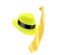 DEGUISE TOI - Kit accessoires chapeau et cravate jaune fluo adulte - 1 chapeau - 1 cravate - Taille Unique - Jaune - Accessoires pour déguisement - - - Carnaval