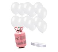 DEGUISE TOI - Kit Bouteille d'hélium avec 12 ballons blancs et ruban - 1 bouteille d'hélium - 1 lot de 12 ballons - 1 ruban - Taille Unique - Blanc - Decoration/Animation - - - Carnaval
