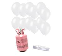 DEGUISE TOI - Kit Bouteille d'hélium avec 12 ballons blancs et ruban - Lot à thème