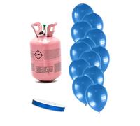 DEGUISE TOI - Kit bouteille d'hélium avec 12 ballons bleu foncés métallisés et un ruban - Lot à thème